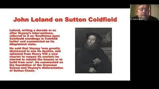 Sutton Coldfield before Veysey - a talk by Dr Andrew Watkins