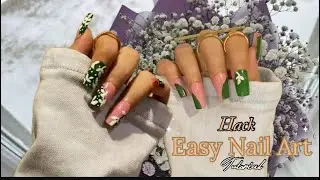 Latest easy nail art tutorial #greenandwhite #whitenails subscribe please