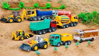 Jcb 5cx Backhoe and Tata tipper truck 2518 dump Truck parking videos | jcb cartoon video