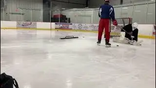 2 shot drill. Primary puck on rebounder secondary shot from one of three set puck locations