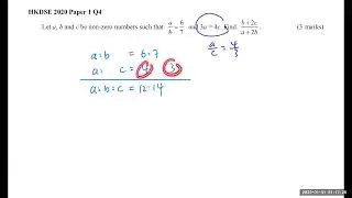 HKDSE 2020 Paper 1 Q4 Ratio