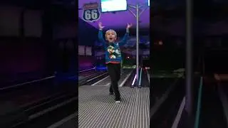 Bryton makes a 1-2-7-10 spare conversion backwards granny style. Kids mini bowling