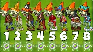 PvZ 2 All Plants With 1 Plant Food VS 8 Conehead Zombie - Who Will Win?