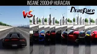 2000HP INSANE LAMBO HURACAN DRAG RACE VS INSANE HP MONSTER CARS