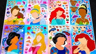 DISNEY PRINCESS STICKER BOOK FUN | CREATE MAGIC WITH CINDERELLA, BELLE, SNOW WHITE & ARIEL!