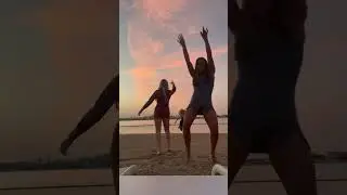 Beach Bliss: Girls Dancing at Sunset#beachvibes #sunsetdance #girlsonthebeach