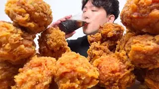 SUB) 바삭한 후라이드치킨 닭다리 산더미 먹방 리얼사운드 korean Fried chicken mukbang real sound ASMR