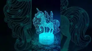3D Optical illusion Unicorn Night Light lamp with remote review