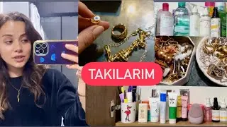 TAKILARIMI VE CİLT BAKIM DOLABIMI D&Uuml;ZENLİYORUM! YENİ ALDIĞIM TAKILAR #vlogmas19