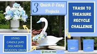 3  Crafts TRASH TO TREASURE FARMHOUSE CANDLE JARS SWAN  WREATH WEDDING |  DIY HOME DECOR DIY Craft
