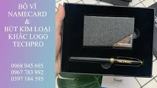 Bộ Ví Namecard & Bút Kim Loại Khắc Logo Techpro -  Fungift vn