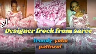 designer frock from saree|full stitching video in telugu| #outfitfromscratch #stitchingforbeginners