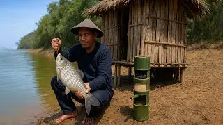 Make a shelter next to the river, fish, filter clean water, cook