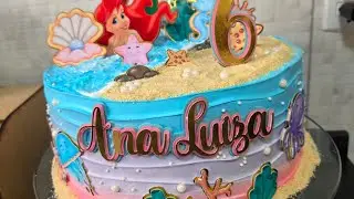 BOLO PEQUENA SEREIA | FUNDO DO MAR \ EFEITO PRAIA | DECORA&Ccedil;&Atilde;O INCR&Iacute;VEL!! 🧜&zwj;♀️🏖🐟🐠🐡🦈🐙