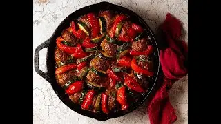Moroccan Spiral Meatball Zucchini Bake