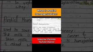 What Is Partial Homogenization? In Dairy Industry | #shorts #btechinfo #dairytechnology #shortvideo