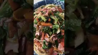 Homemade pasta🇯🇵🇵🇭HOMEMADE YUMMY VEGI PASTA BACON#pasta#christmas#japan#food#beta#shorts