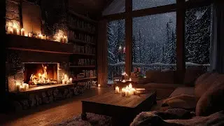 ❄️🔥 Isolated Winter Cabin | Cozy Warm Living Room and Night Blizzard | Deep Relaxation 3 Full Hours