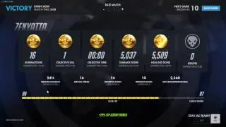 Zenyatta - 5 gold medal victory, POTG stopping Zarya+Hanzo combo