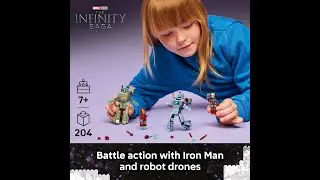 Конструктор LEGO Marvel &laquo;Железный человек и Военная машина против дронов-молотов&raquo; &mdash; игровой набор...