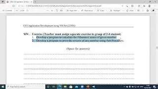 VBNet Exp15 All:- Implement a windows application using Sub-Procedures & Parameterized Sub-Proc.