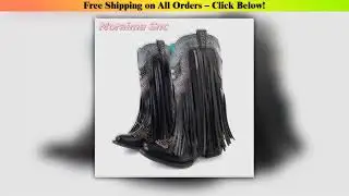 Fringe Rivet Embroidery Western Boots Pointed Toe Fashion Women Mid-calf Cowboy Boots Block Chunky
