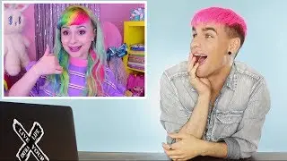 HAIRDRESSER REACTS TO DIY RAINBOW/UNICORN HAIR! |bradmondo