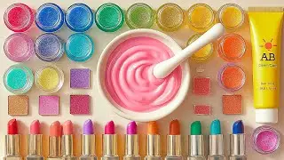 Relaxing Slime ASMR Video | DIY Making Sweet Pink Slime with Rainbow Glitter & Makeup Set #35