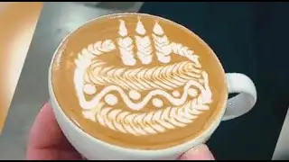 Birthday cake latte art | latteart, best latte art. Awesome  birthday cake latteart.