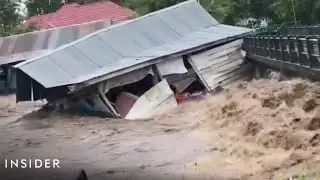 Dramatic Videos Shows Homes Swept Away In Indonesia Floods