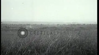 U.S. Army infantry and French tank in Missy-aux-Bois, France during  World War I. HD Stock Footage