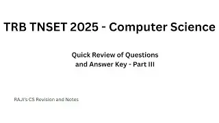 TRB TNSET 2025 CS  Questions and Answers -III @CSRevision