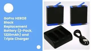 GoPro HERO8 Black Replacement Battery (2-Pack, 1220mAh) and Triple Charger