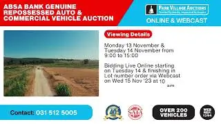 ABSA Bank Repossessed Auto Auction - Over 200 Vehicles in Durban
