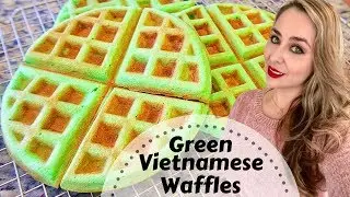 Coconut Pandan Waffles | Vietnamese Green Waffles