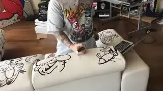 Coinslot customizing a couch with a Krink K-71 Permanent Ink Marker!