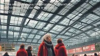 Voos s&atilde;o cancelados no Aeroporto de Frankfurt em consequ&ecirc;ncia da neve e do gelo