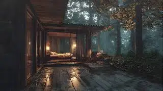 🌧️Peaceful Rain Cabin by the Lakeside Forest - Raindrops & Thunder | Ambience for Deep Sleep