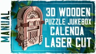 3D Wooden Puzzle Jukebox Calendar Laser Design Instruction, Perpetual Calendar #woodencalendar