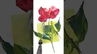Рисуем цветы малярным ножом 🌹 + гениальный трюк с рамкой! #короткий