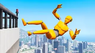 CRASH TEST DUMMY CRAZY JUMPS/FALLS (GTA 5 Crash Test Dummy Fails)