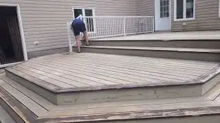 Repairing a Deck, Wood filler and Sanding.. Almost ready for the stain
