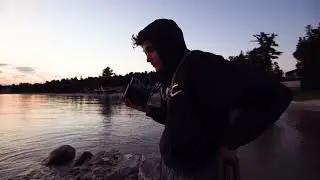 Taking Polaroids of the Mackinac Bridge at Sunrise