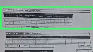 C&aacute;lculo das coordenadas polares - Poligonal b&aacute;sica (1&deg; tabela)
