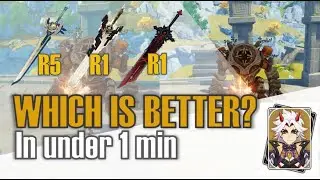 R5 Whiteblind vs R1 Unforged vs R1 Wolf Gravestone | Under 1 min | Itto Weapon Comparison Genshin