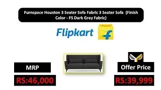 Furnspace Houston 3 Seater Sofa Fabric 3 Seater Sofa  (Finish Color - FS Dark Grey Fabric)