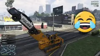 Chaos with BullDozer in GTA Online  - GTA 5 fun with Dozer