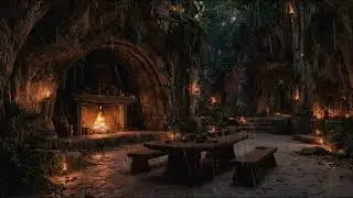 Echoing Night Rain in a Deep Forest Cave | Thunder Rolls, Firelight & Calm Ambience