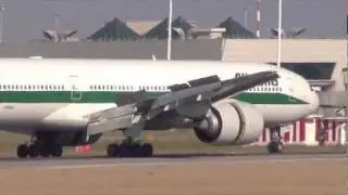 Alitalia Boeing 777 Crosswind Landing Rome - Fiumicino (Leonardo da Vinci) (FCO / LIRF) I-DISU