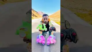 Green small scoote and baby pink remote control scoote ranging